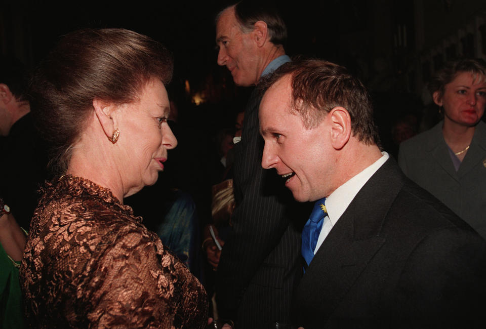 PA NEWS PHOTO 29/4/98 Princess Margaret greets Wayne Sleep at a reception for the Arts at Windsor Castle tonight (Wednesday). Looking on are actor Michael Caine and actress Joan Collins   (Photo by Fiona Hanson - PA Images/PA Images via Getty Images)