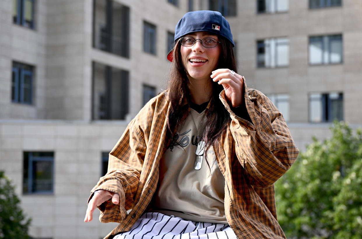 07 June 2024, Berlin: US singer Billie Eilish during her visit to Berlin. The artist wants to draw attention to her new album 