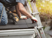 <body> <p>Don’t clamber up to the top of your house and start swinging a nail gun around if you don't know what you're doing. Professional roofers have <a rel="nofollow noopener" href=" http://www.bobvila.com/slideshow/10-safety-essentials-that-most-homes-are-missing-49445?bv=yahoo" target="_blank" data-ylk="slk:safety equipment;elm:context_link;itc:0;sec:content-canvas" class="link ">safety equipment</a> and training that you probably don’t have—and they'll do the job properly so your new roof will last for decades. </p> <p><strong>Related: <a rel="nofollow noopener" href=" http://www.bobvila.com/slideshow/7-signs-you-need-a-new-roof-48751?bv=yahoo" target="_blank" data-ylk="slk:7 Signs You Need a New Roof;elm:context_link;itc:0;sec:content-canvas" class="link ">7 Signs You Need a New Roof</a> </strong> </p> </body>