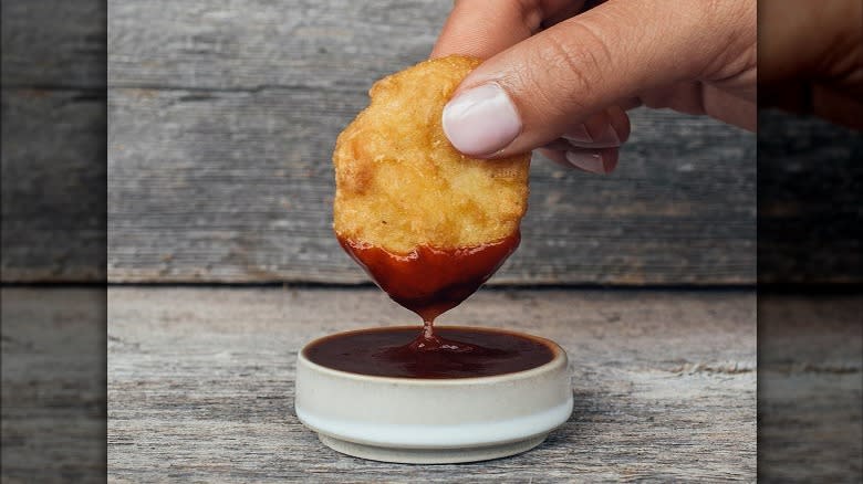 Chicken McNugget with barbecue sauce