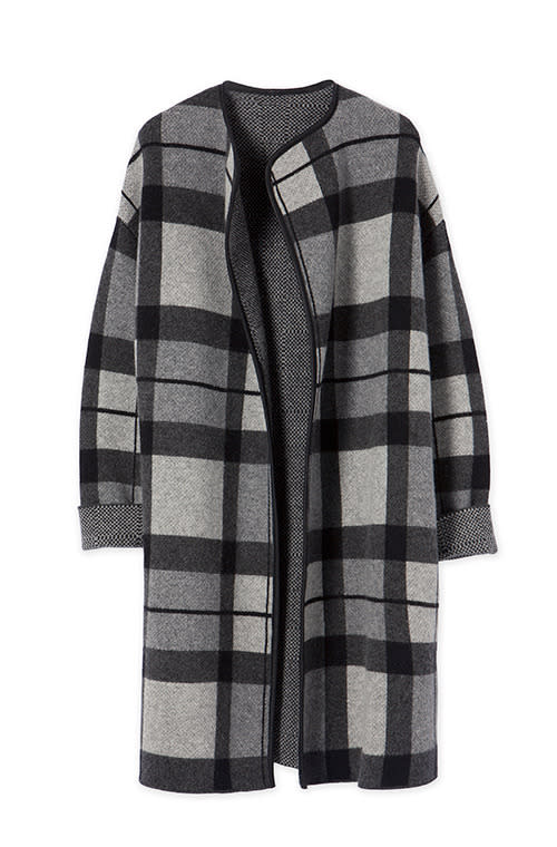 For a classic winter coat, you can't go past the Trenery Checked Jacquard Coat, $229.