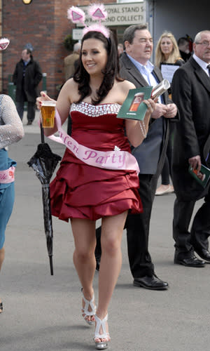 <b>Hen do chic</b><br><br> The bride-to-be and hens celebrate in style complete with colourful dresses, obligatory hen do sashes and, er, a nice pint.