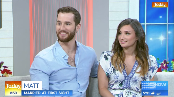 Yesterday, Matthew Bennett revealed he’s moved on, by introducing his new girlfriend, Annabelle, on the Today show on Thursday morning. Photo: Today Show/Channel Nine