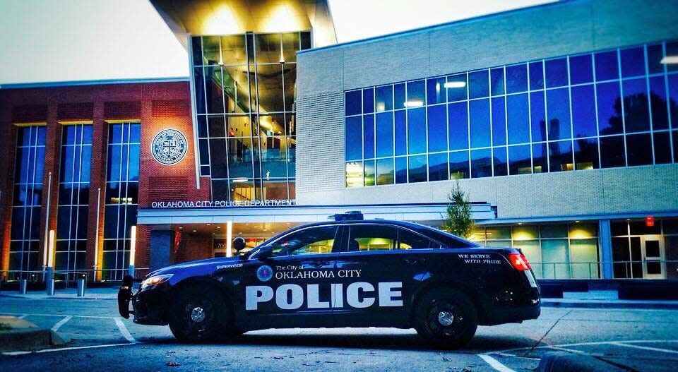 An Oklahoma City Police Department vehicle at police headquarters.  An OKC police officer was arrested for a second time on assault charges, officials said Tuesday.