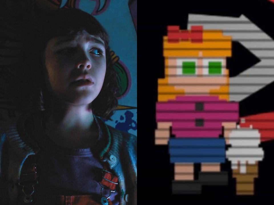 a side-by-side of the character Vanessa in Five Nights At Freddy's