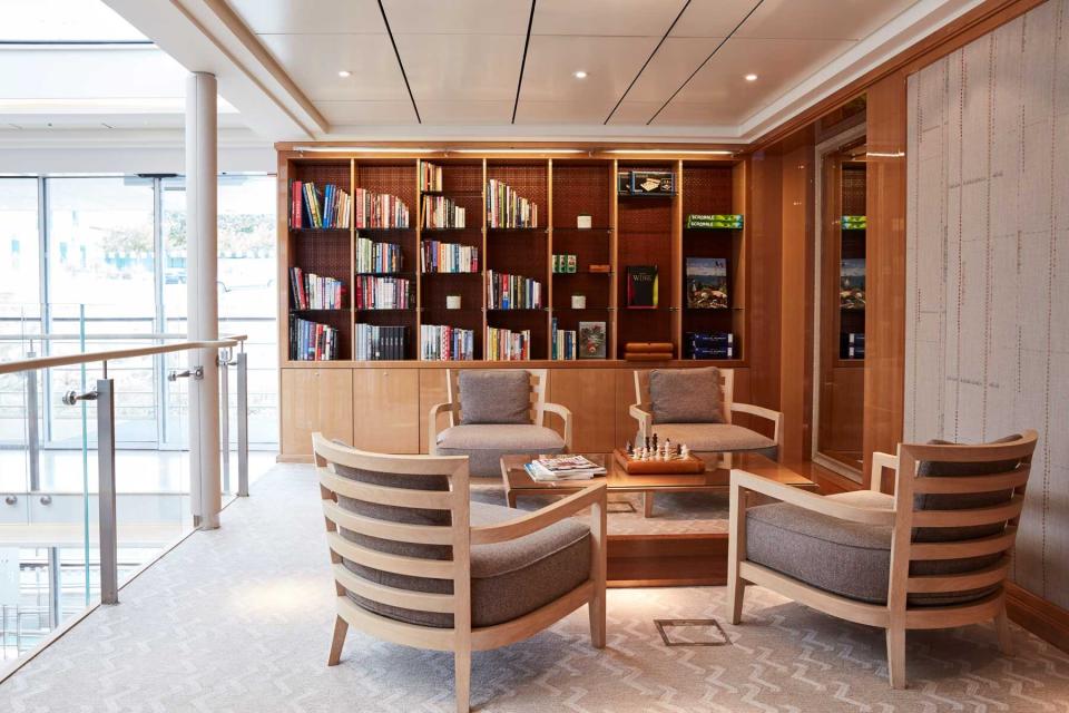 The library on board a Viking River Cruise ship