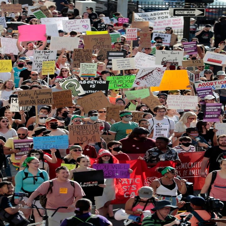 peaceful crowd marching