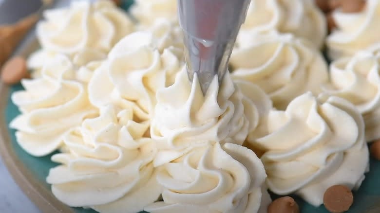 piping peanut butter whipped cream