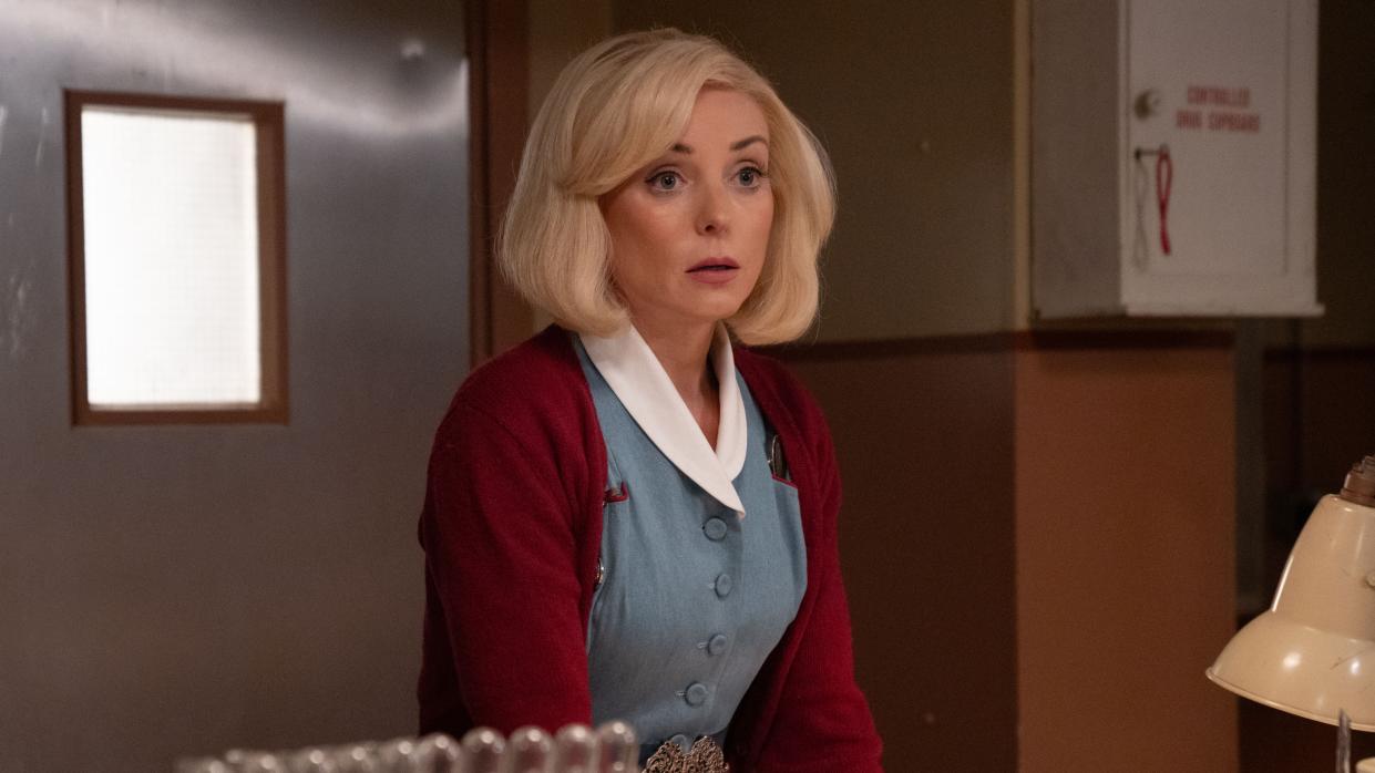  Trixie Aylward (HELEN GEORGE) in Call the Midwife season 13. 