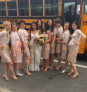 <p>Lena Dunham donned an unconventional bridesmaid dress for her friend Audrey Gelman’s wedding. The actress wore a turtleneck and personalised J Crew embellished skirt for the ceremony. Erm, the most fashion-forward wedding yet? <em>[Photo: Instagram]</em> </p>
