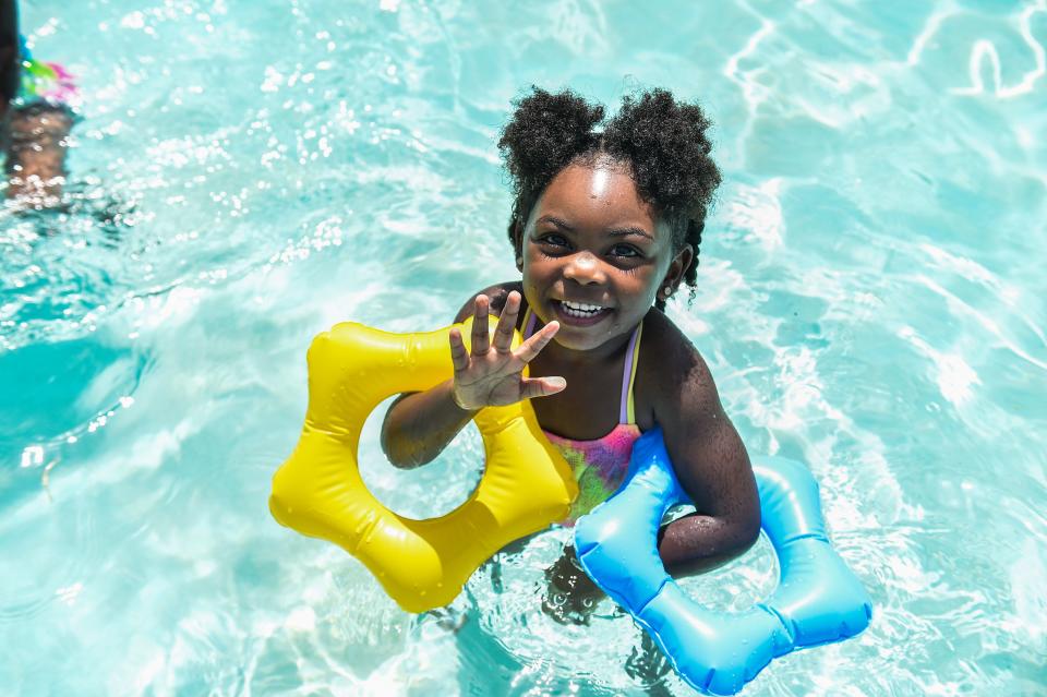 De’anna Brown cools down at the Vine Street Pool in Jackson on Monday, June 13, 2022. In total, four pools and three splash pads will be open for Jackson residents during the summer of 2024.