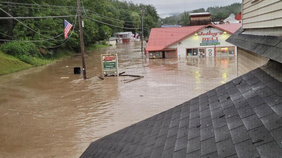 PHOTO: Flooding from massive rain storms is seen in Londonderry, VT, July 10, 2023. (Eric Schwippert)