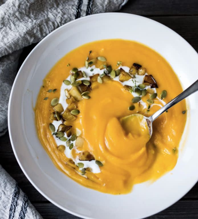 <strong>Get the <a href="http://www.feastingathome.com/roasted-butternut-apple-soup/" target="_blank">Roasted Butternut Squash And Apple Soup recipe</a> from Feasting at Home</strong>