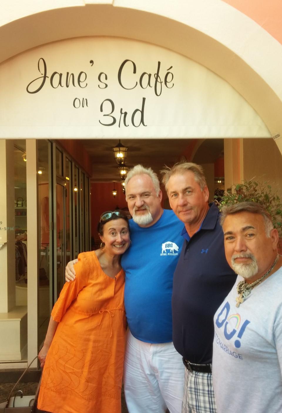 Where to take a celebrity chef? JLB hit Jane's Cafe with Art Smith and his husband Jesus Salgueiro. Also pictured: co-proprietor Tony Wood.
