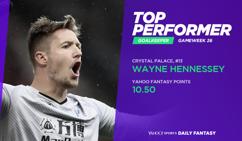 Wayne Hennessey was the highest scoring keeper in GW26 despite only drawing and not keeping a clean sheet! (1 draw, 1 goal conceded, 7 saves)