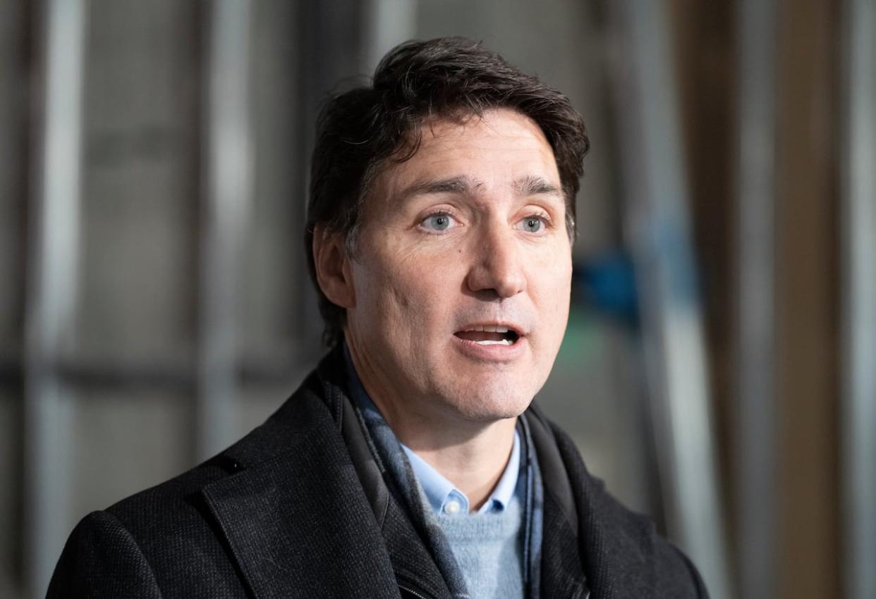 Prime Minister Justin Trudeau speaks at a press conference in Guelph, Ontario on Friday January 12, 2024. (Frank Gunn/The Canadian Press - image credit)