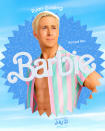<p>In the official character poster for Ken, Gosling shows off his flawless abs as he sports a pastel striped button-down. </p>