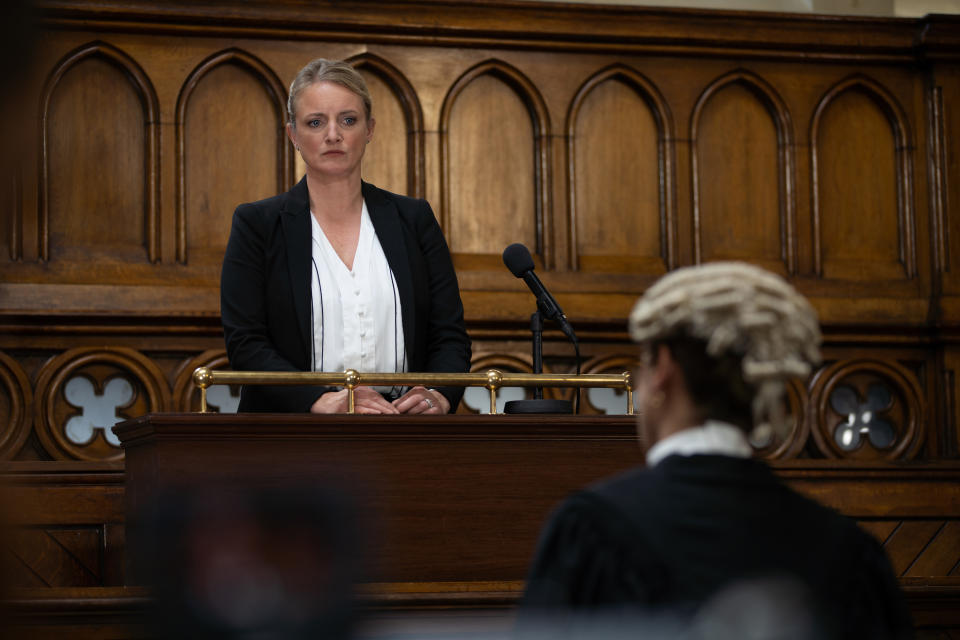 FROM ITV

STRICT EMBARGO
Print media - No Use Before Tuesday 1st November 2022
Online Media - No Use Before 0700hrs Tuesday 1st November 2022

Emmerdale - Ep 9515

Wednesday 9th November 2022

Naomi's barrister, runs rings around Nicola King [NICOLA WHEELER] on the stand, highlighting to the jury that her case against Naomi is lacking credible evidence.  

Picture contact - David.crook@itv.com

Photographer - Mark Bruce

This photograph is (C) ITV Plc and can only be reproduced for editorial purposes directly in connection with the programme or event mentioned above, or ITV plc. Once made available by ITV plc Picture Desk, this photograph can be reproduced once only up until the transmission [TX] date and no reproduction fee will be charged. Any subsequent usage may incur a fee. This photograph must not be manipulated [excluding basic cropping] in a manner which alters the visual appearance of the person photographed deemed detrimental or inappropriate by ITV plc Picture Desk. This photograph must not be syndicated to any other company, publication or website, or permanently archived, without the express written permission of ITV Picture Desk. Full Terms and conditions are available on  www.itv.com/presscentre/itvpictures/terms
