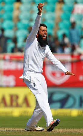 Cricket - India v England - Second Test cricket match - Dr. Y.S. Rajasekhara Reddy ACA-VDCA Cricket Stadium, Visakhapatnam, India - 18/11/16. England's Moeen Ali appeals for LBW. REUTERS/Danish Siddiqui