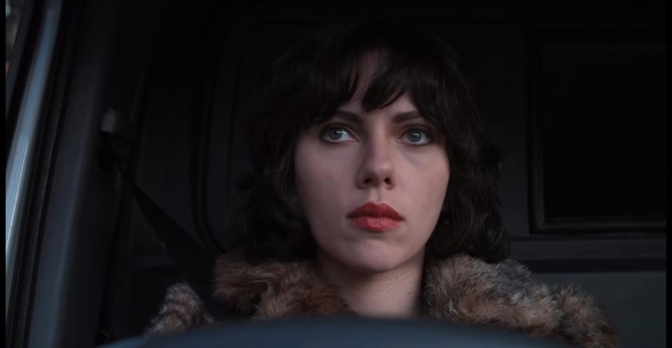 The woman in a car in "Under the Skin"