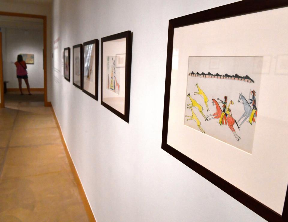 The exhibit “Cheyenne Ledger Drawings: Stories of Warrior Artists” hangs at the Old Jail Art Center in Albany June 17.