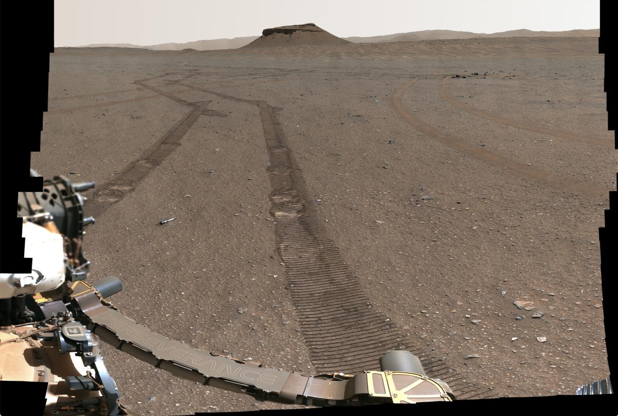  NASA's Perseverance rover captured this portrait of its recently completed 10-sample depot using its Mastcam-Z camera on Jan. 31, 2023, the 693rd Martian day, or sol, of the mission.  