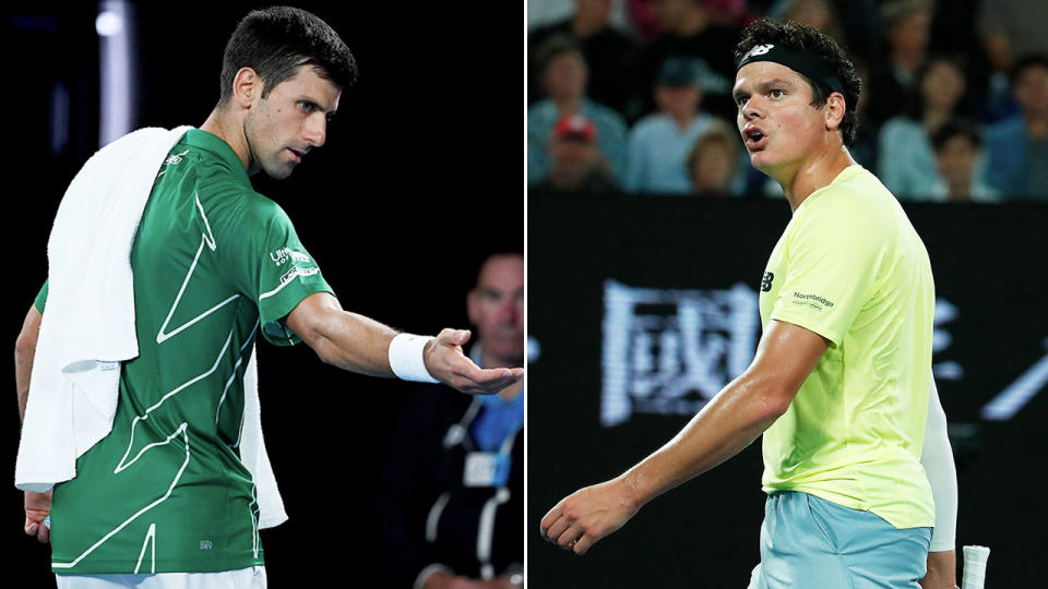 Milos Raonic questioned whether Novak Djokovic could leave the court to fix his contact lenses.