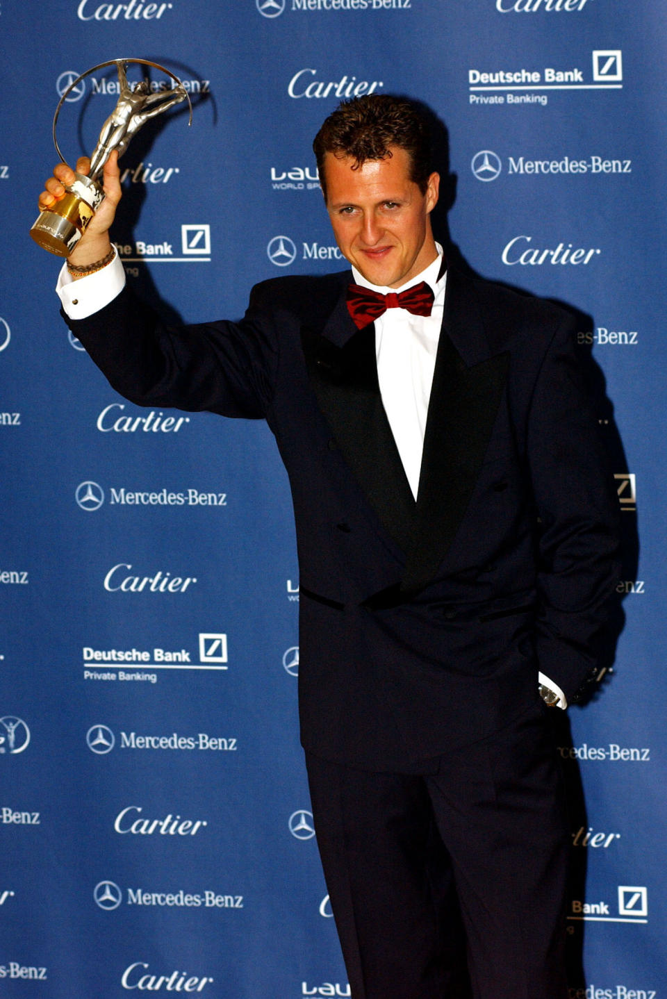 Michael Schumacher with his Sportsman of the Year award at the Laureus World Sports Awards at the Forum Grimaldi in Monte Carlo.