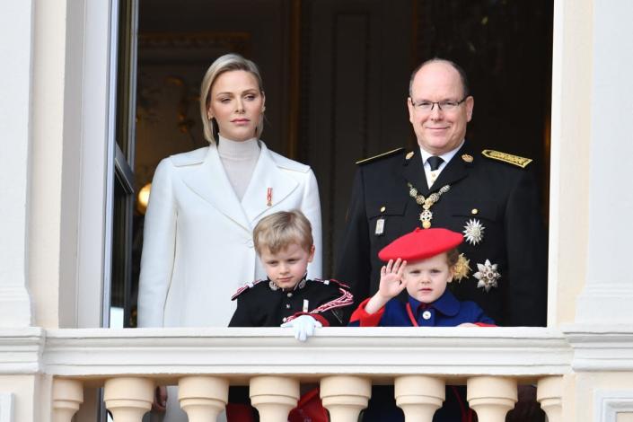 <div class="inline-image__caption"><p>Princess Charlene and Prince Albert II with children Jacques and Gabriella at the palace balcony during the Monaco National Day celebrations on Nov.19, 2019.</p></div> <div class="inline-image__credit">Stephane Cardinale/Corbis via Getty</div>