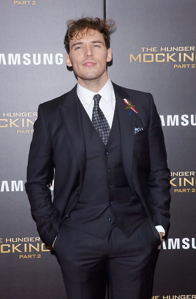 Sam Claflin in Burberry at the New York City premiere of “The Hunger Games: Mockingjay - Part 2.″