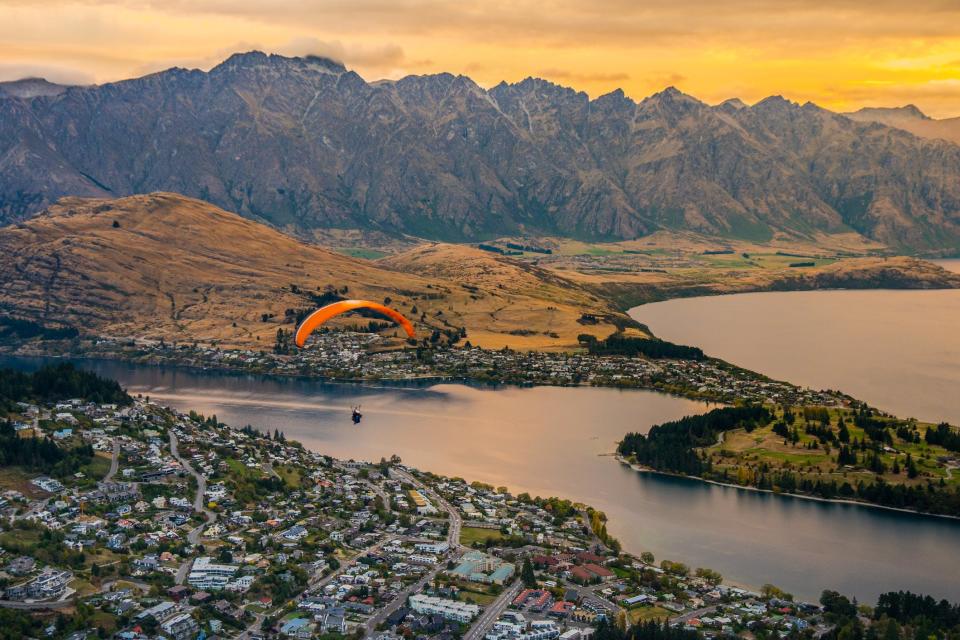 Paragliding over Queenstown, New Zealand