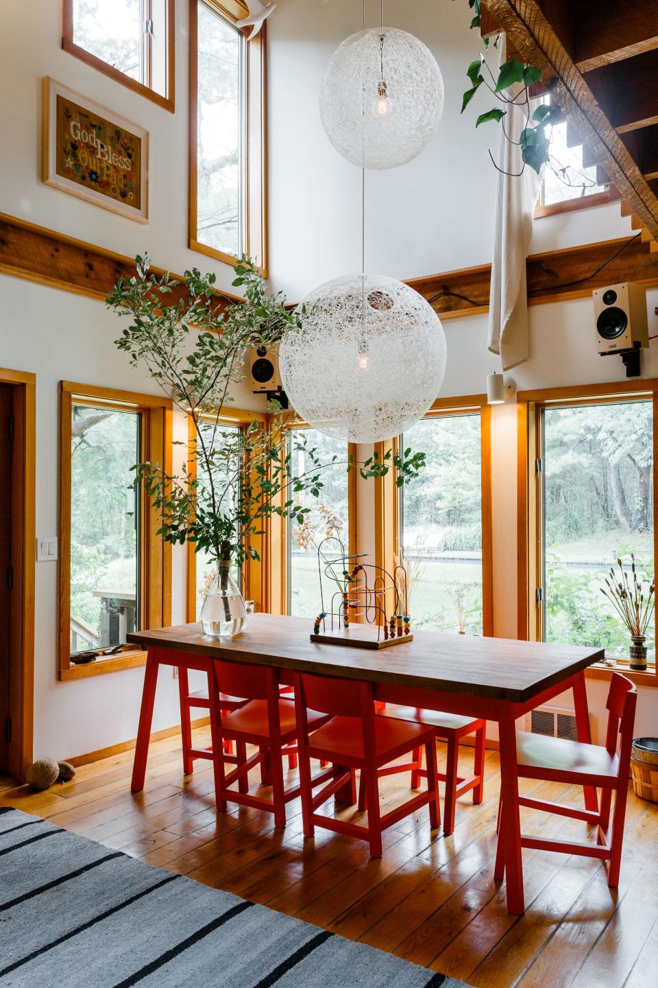 Double-height ceilings, peg board used in the most thoughtful ways, vintage everywhere, plants galore—this cozy upstate home has it all, and then some.