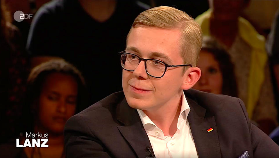 Philipp Amthor verteidigte in der Sendung Hans-Georg Maaßen. (Bild: ZDF/Screenshot)