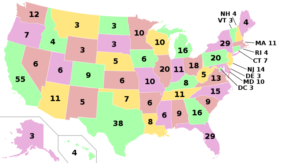 Votos presidenciales por estado en las elecciones de 2012 (Wikipedia/Gage/Dominio Público).