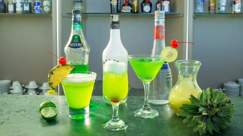 different Midori cocktails