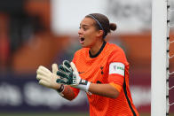 BOREHAMWOOD, ENGLAND - OCTOBER 18: Becky Spencer of Tottenham Hotspur during the Barclays FA Women's Super League match between Arsenal Women and Tottenham Hotspur Women at Meadow Park on October 18, 2020 in Borehamwood, England. (Photo by Catherine Ivill/Getty Images)