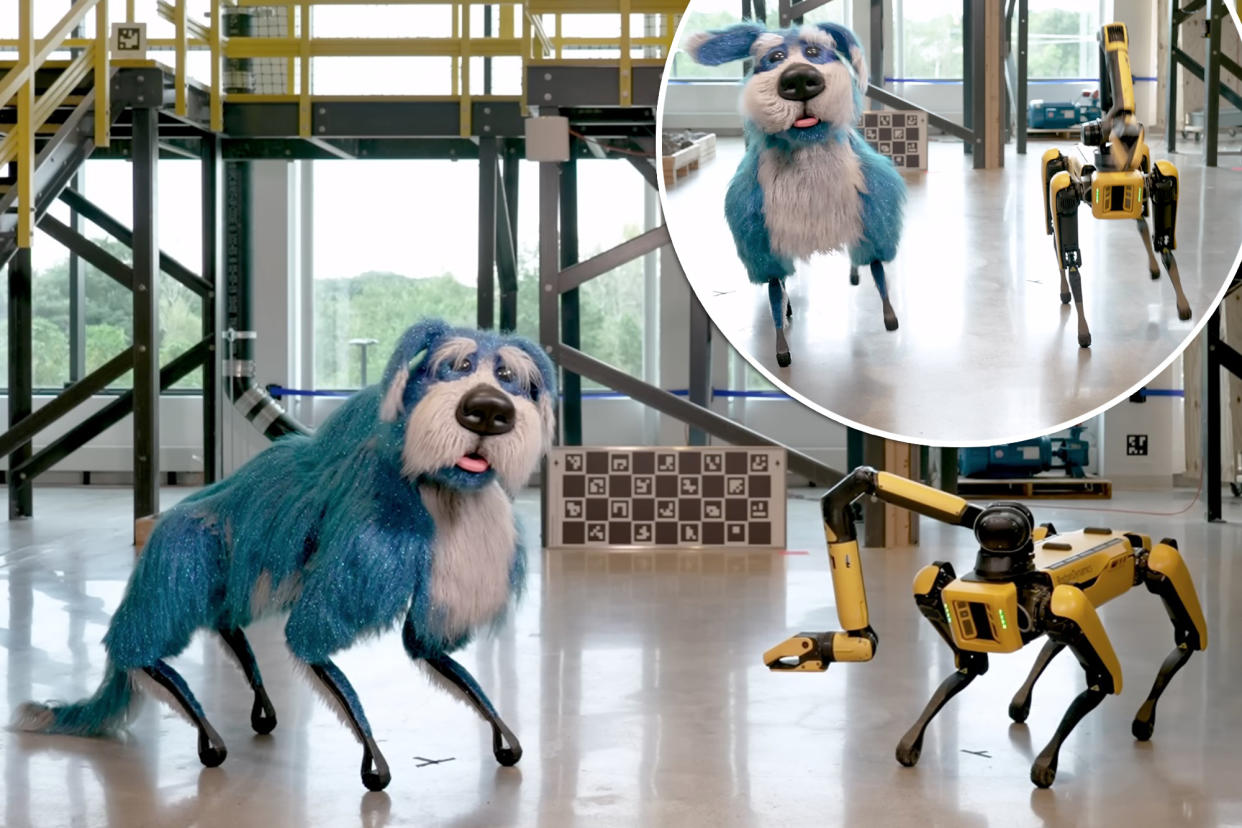 A video of Boston Dynamics' iconic robo-dog Spot dancing in a blue dog costume freaked out social media users with many labelling the canine cosplay 