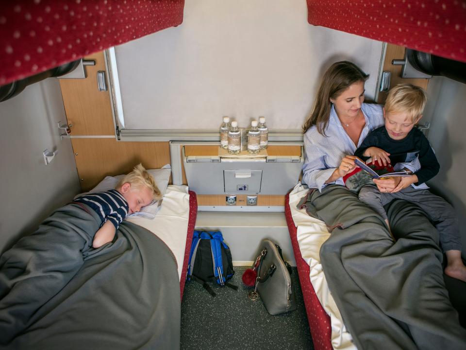 A sleeper cabin on an OBB Nightjet train.