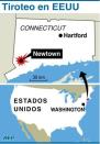 Mapa de localización de fatal tiroteo en una escuela de Connecticut en EEUU (AFP | afp)