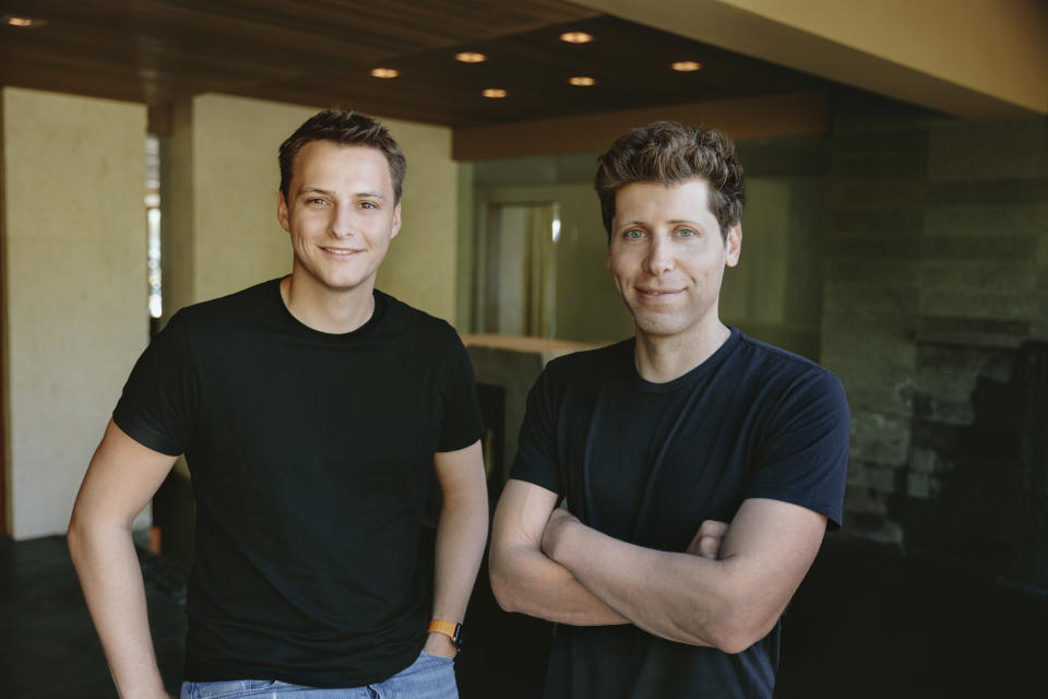 Worldcoin Project Co-founders Alex Blania, left, and Sam Altman. (Business Wire)