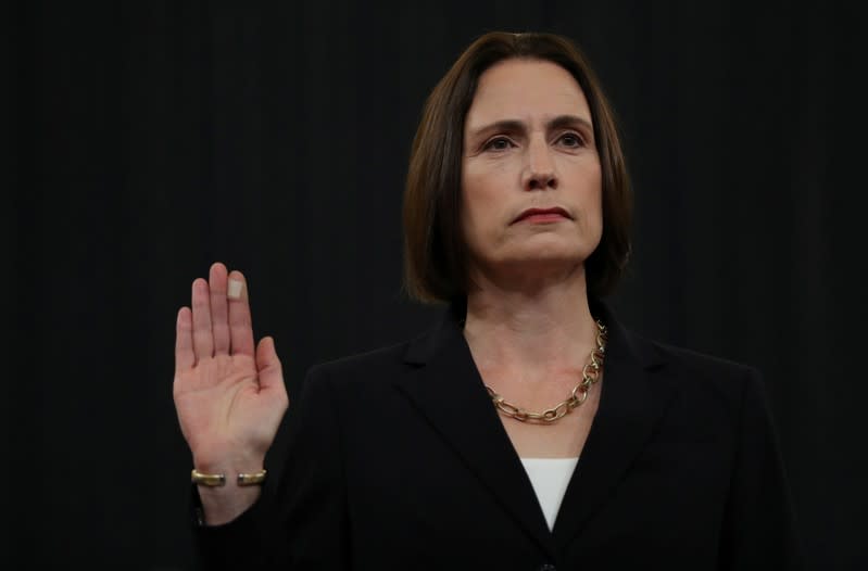 Fiona Hill is sworn in to testify in front of the House Intelligence Committee hearing as part of Trump impeachment inquiry on Capitol Hill in Washington