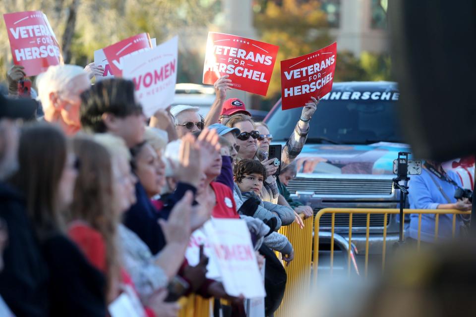 Around 200 supporters turned out on Thursday November 18, 2022 as Republican candidate for U.S. Senate, Herschel Walker made a campaign stop in Savannah Georgia ahead of his runoff with Senator Raphael Warnock.