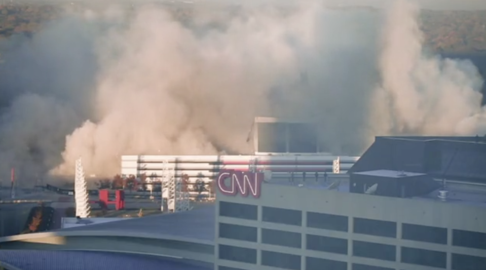 It took less than 15 seconds for the dome to implode. (AP)