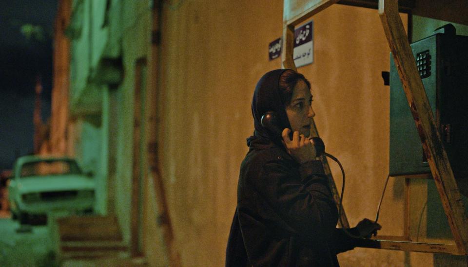 This image released by Utopia shows Zar Amir Ebrahimi in a scene from "Holy Spider." Ebrahimi stars as a journalist investigating a serial killer in the eastern Iranian city of Mashhad who is murdering women and sex workers. (Utopia via AP)