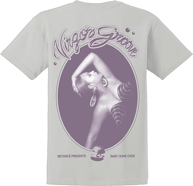 gray and purple tee with beyonce graphic