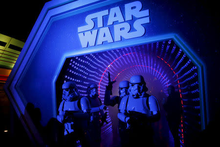 FILE PHOTO: Characters of Star Wars take part in an event held for the release of the film "Star Wars: The Force Awakens" in Disneyland Paris in Marne-la-Vallee, France, December 17, 2015. REUTERS/Benoit Tessier/File Photo