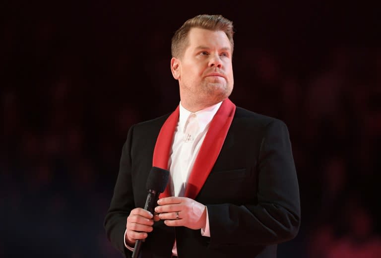 Host James Corden speaks onstage during The 59th Grammy Awards, at Staples Center in Los Angeles, California, on February 12, 2017