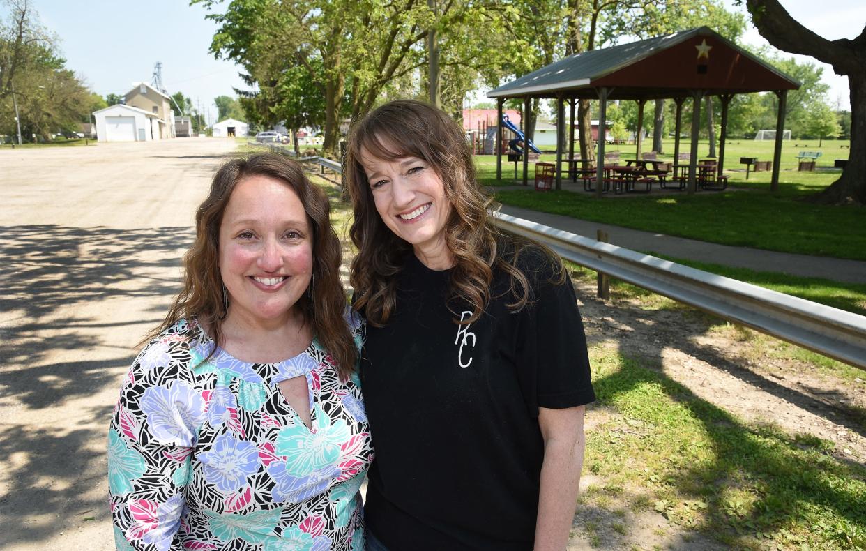 Amanda Sharp of Pressed Rose, left, and Jamie Hunter of The Rusty Cup Coffee Shop are starting a farmers market in the parking lot adjacent to Ida's Fireman's Park.