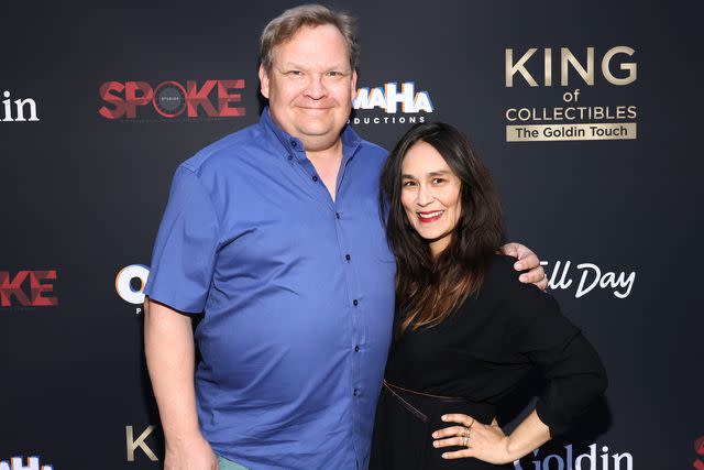 <p>Tommaso Boddi/Getty </p> Andy Richter and wife Jennifer Herrera