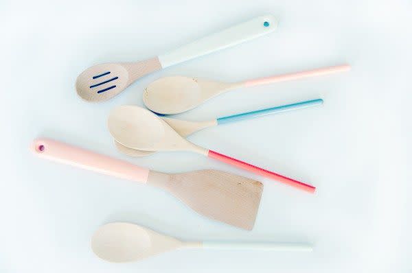 Paint-Dipped Wooden Cooking Utensils